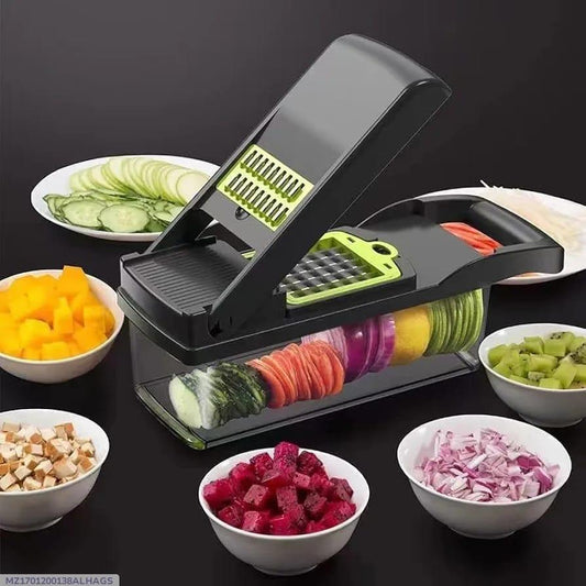 6-in-1 Multi Vegetable Cutter & Slicer | Manual Food Chopper with Storage Box