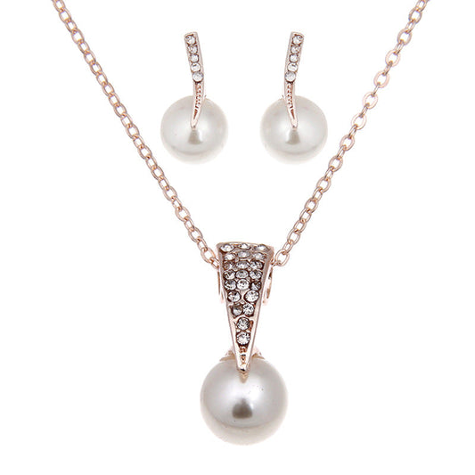 Diamond and pearl Earrings necklace for women