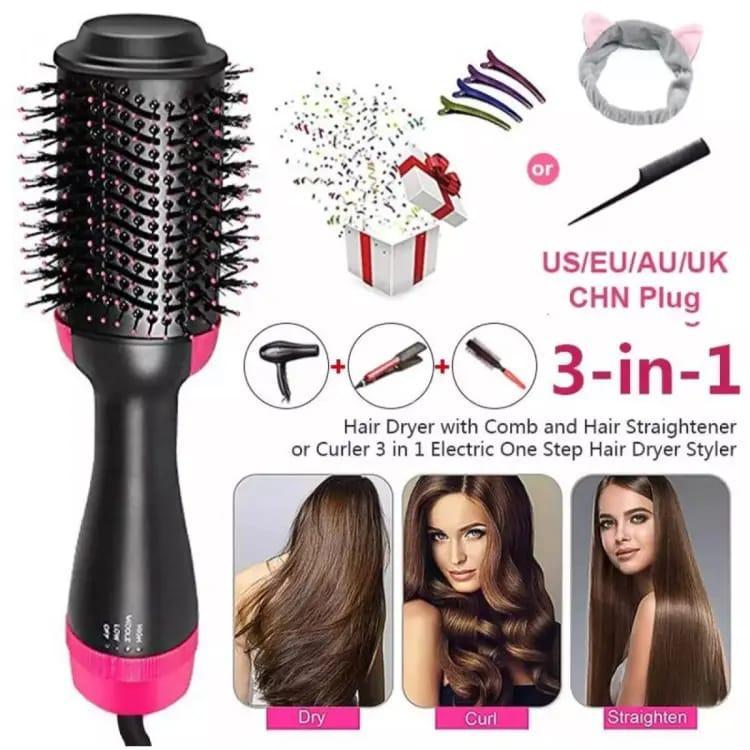 Professional 1000W Hair Dryer Brush | Volumizer & Straightener