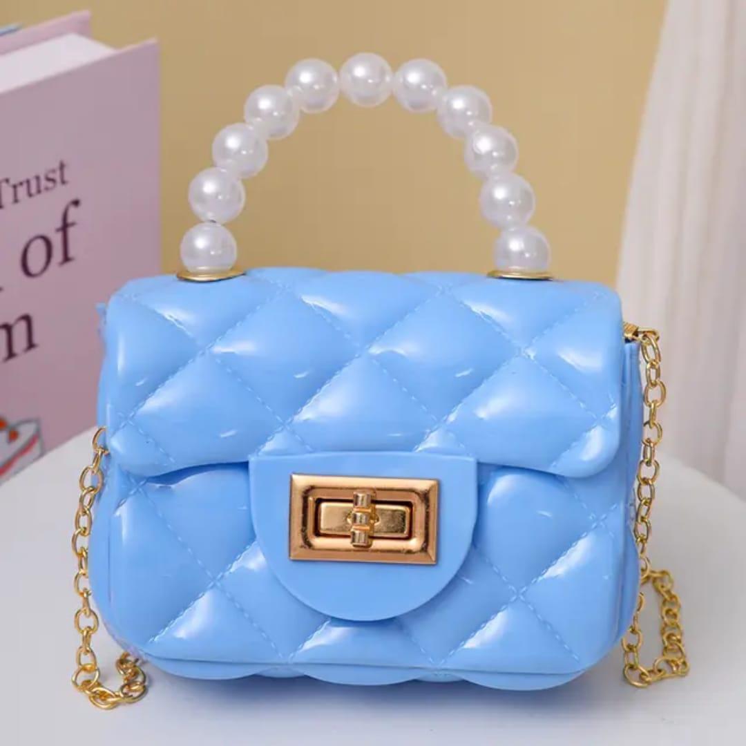 Cute Mini Chain Crossbody Bag for Little Girls – Blue Fashion Shoulder Purse